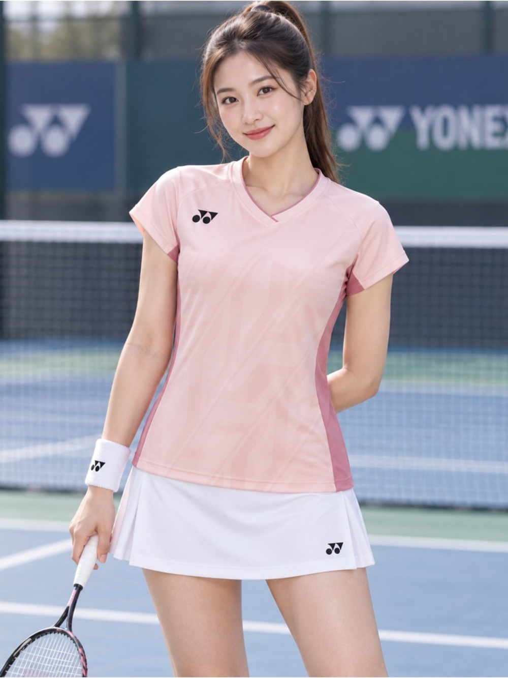 Yonex Women’s Pink V-Neck Athletic Sports Shirt Korean XXL / US L